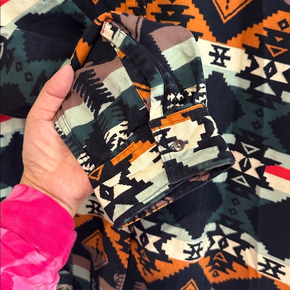Woolrich Cotton Aztec Tribal Button Front Flannel XXL - Picture 4 of 7